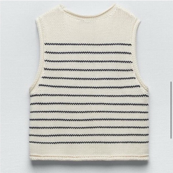 Zara Striped Knit Ribbed Sleeveless Top Small - Picture 5 of 10